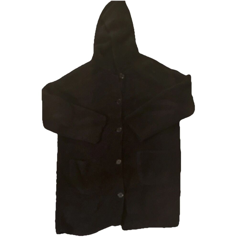 PJ Salvage Coat Women’s Black Sherpa Fleece Button Front Long Cozy XS